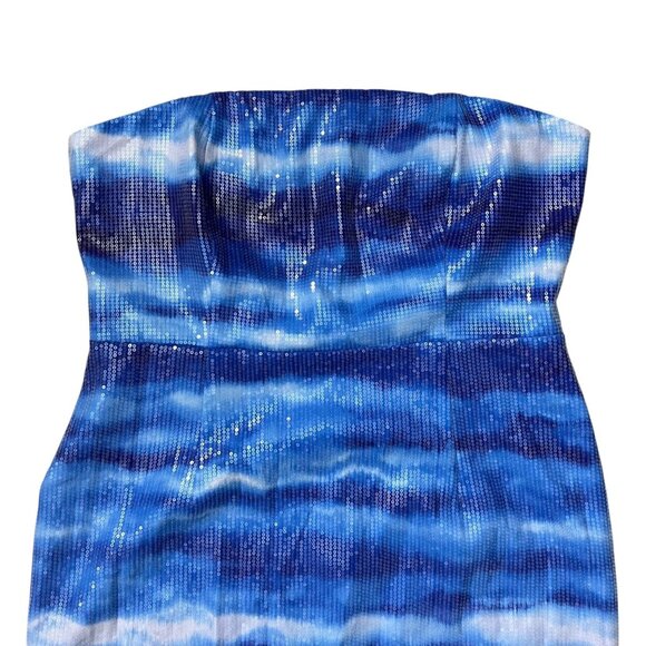Runaway The Label Malibu Allover Sequin Midi Dress‎ Ocean Blue Size XXL - Picture 3 of 14